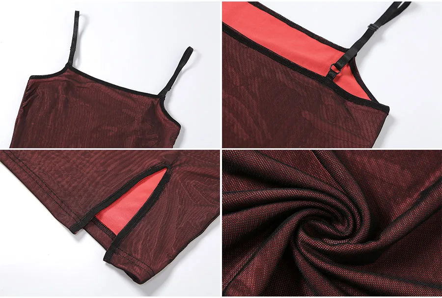 Mesh Halter Bodycon Mini Dress With Double Layer