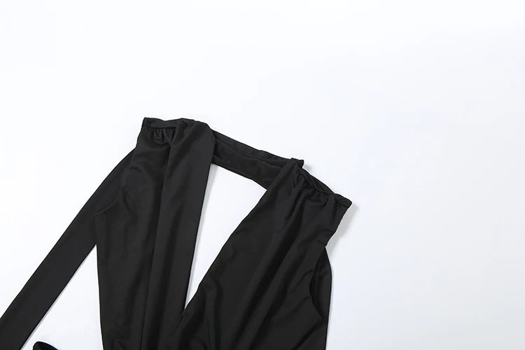 Kliou Sexy Fashion Jumpsuits Woman Deep V-Neck Sleeveless Metal Buckle Ruched Cross Bandage Midnight Prom Party Elegant Overalls
