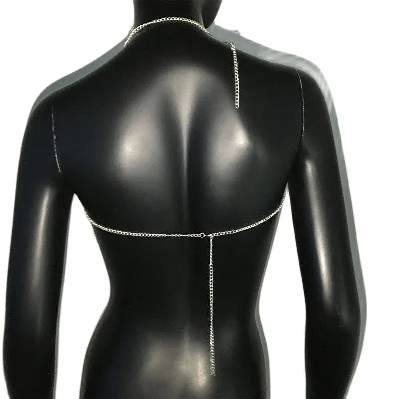 Rhinestone Tassel Halter Crop Top Backless Clubwear